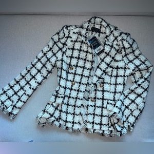 Blazer/ jacket (white and black) raw cut.